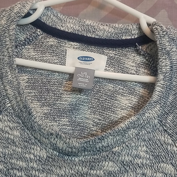 Old Navy knit sweater navy blue/white szL 10/12 - Picture 2 of 3